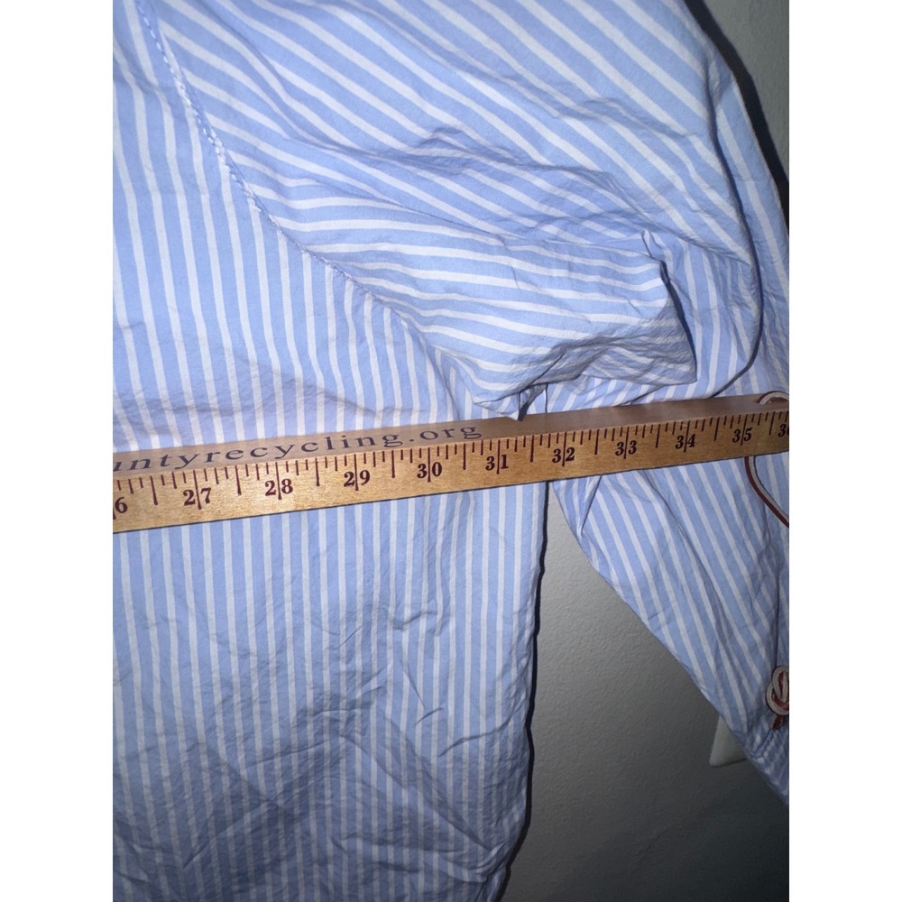 HM Womens 4XL Blue White Striped Button Down Shirt Long Sleeve Oversized Top - Picture 7 of 8